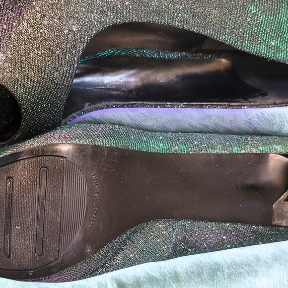 Carlos Bel Aire Platino Platform Green, Purple, and Gold Holographic 6" Peek Toe - Picture 3 of 7